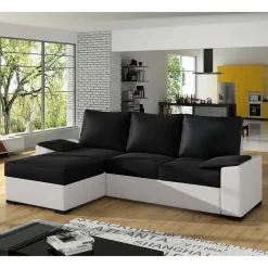 Wohnen Schlafsofas*Eckbettsofa in Schwarz und Weiß - Togo