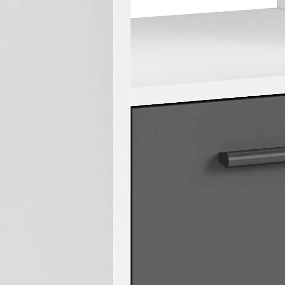 Wohnen Eck-Computertisch in Weiß mit Anthrazit - Leoyaro