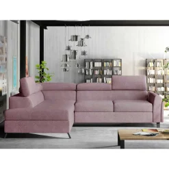 Wohnen Eckcouch in Altrosa Samtbezug - Gina