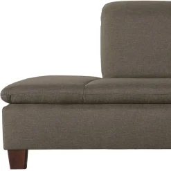 Wohnen Eckcouch in Beigegrau mit Nussbaum - Abecra