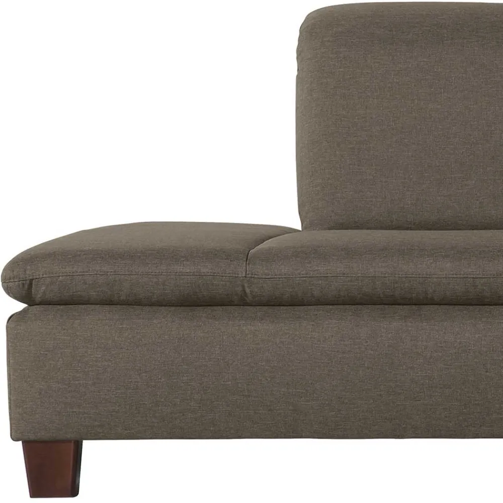 Wohnen Eckcouch in Beigegrau mit Nussbaum - Abecra