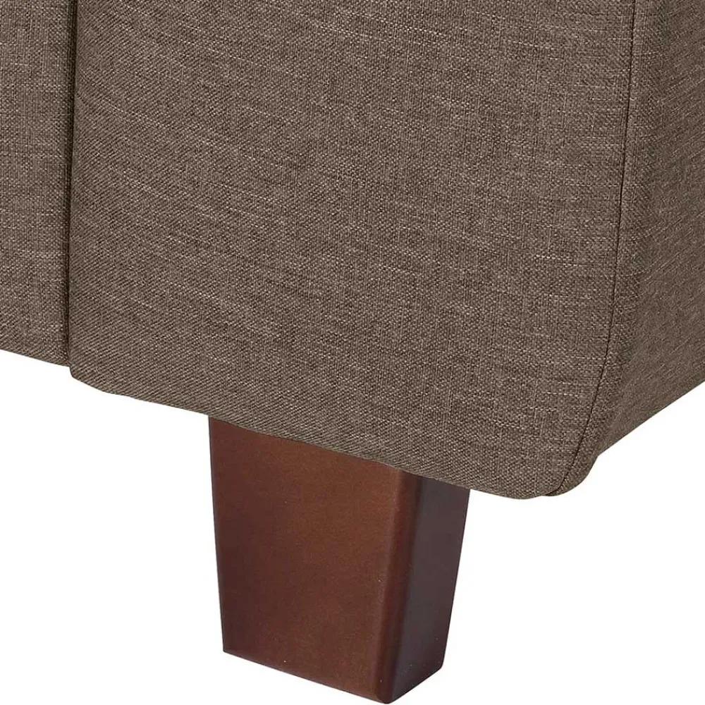 Wohnen Eckcouch in Beigegrau mit Nussbaum - Abecra