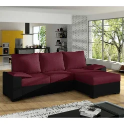 Wohnen Sofas|Sofa*Eckcouch in Magenta und Schwarz - Piratro