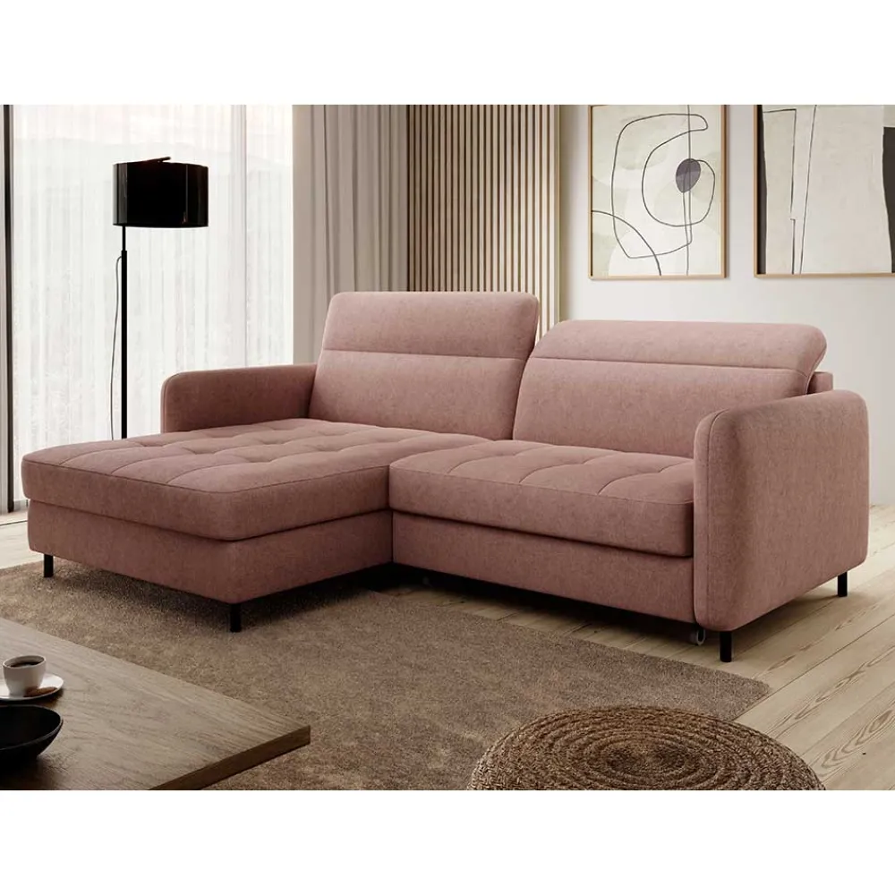 Wohnen Sofas|Sofa*Eckcouch Schlafsofa in Altrosa - Drujano