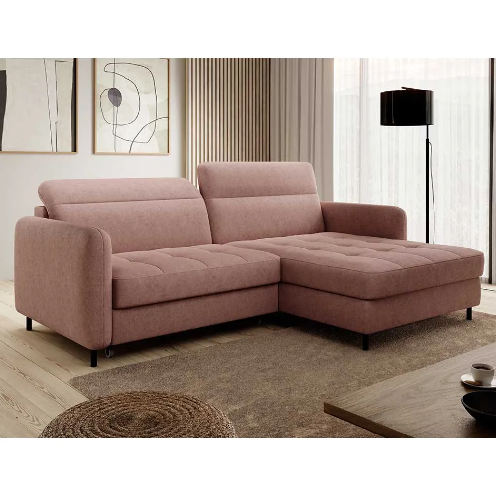 Wohnen Sofas|Sofa*Eckcouch Schlafsofa in Altrosa - Drujano