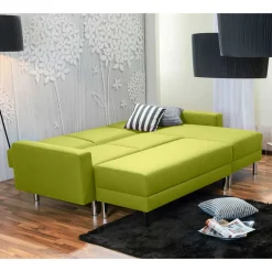 Wohnen Schlafsofas*Eck-Schlafcouch in Gelbgrün mit Chrom - Whity (zweiteilig)