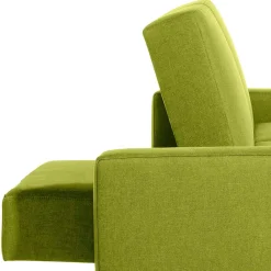 Wohnen Schlafsofas*Eck-Schlafcouch in Gelbgrün mit Chrom - Whity (zweiteilig)