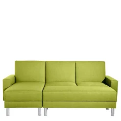 Wohnen Schlafsofas*Eck-Schlafcouch in Gelbgrün mit Chrom - Whity (zweiteilig)