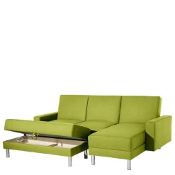 Wohnen Schlafsofas*Eck-Schlafcouch in Gelbgrün mit Chrom - Whity (zweiteilig)