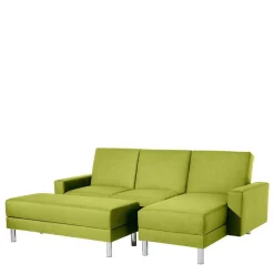 Wohnen Schlafsofas*Eck-Schlafcouch in Gelbgrün mit Chrom - Whity (zweiteilig)