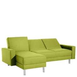 Wohnen Schlafsofas*Eck-Schlafcouch in Gelbgrün mit Chrom - Whity (zweiteilig)