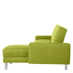 Wohnen Schlafsofas*Eck-Schlafcouch in Gelbgrün mit Chrom - Whity (zweiteilig)