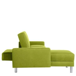 Wohnen Schlafsofas*Eck-Schlafcouch in Gelbgrün mit Chrom - Whity (zweiteilig)