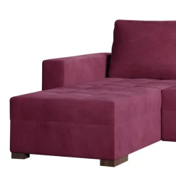 Wohnen Schlafsofas*Eckschlafsofa in Bordeaux Rot Samt - Adelisa