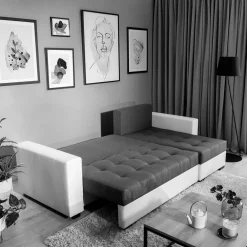 Wohnen Schlafsofas*Eckschlafsofa in Bordeaux Rot Samt - Adelisa