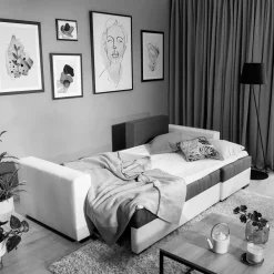 Wohnen Schlafsofas*Eckschlafsofa in Bordeaux Rot Samt - Adelisa