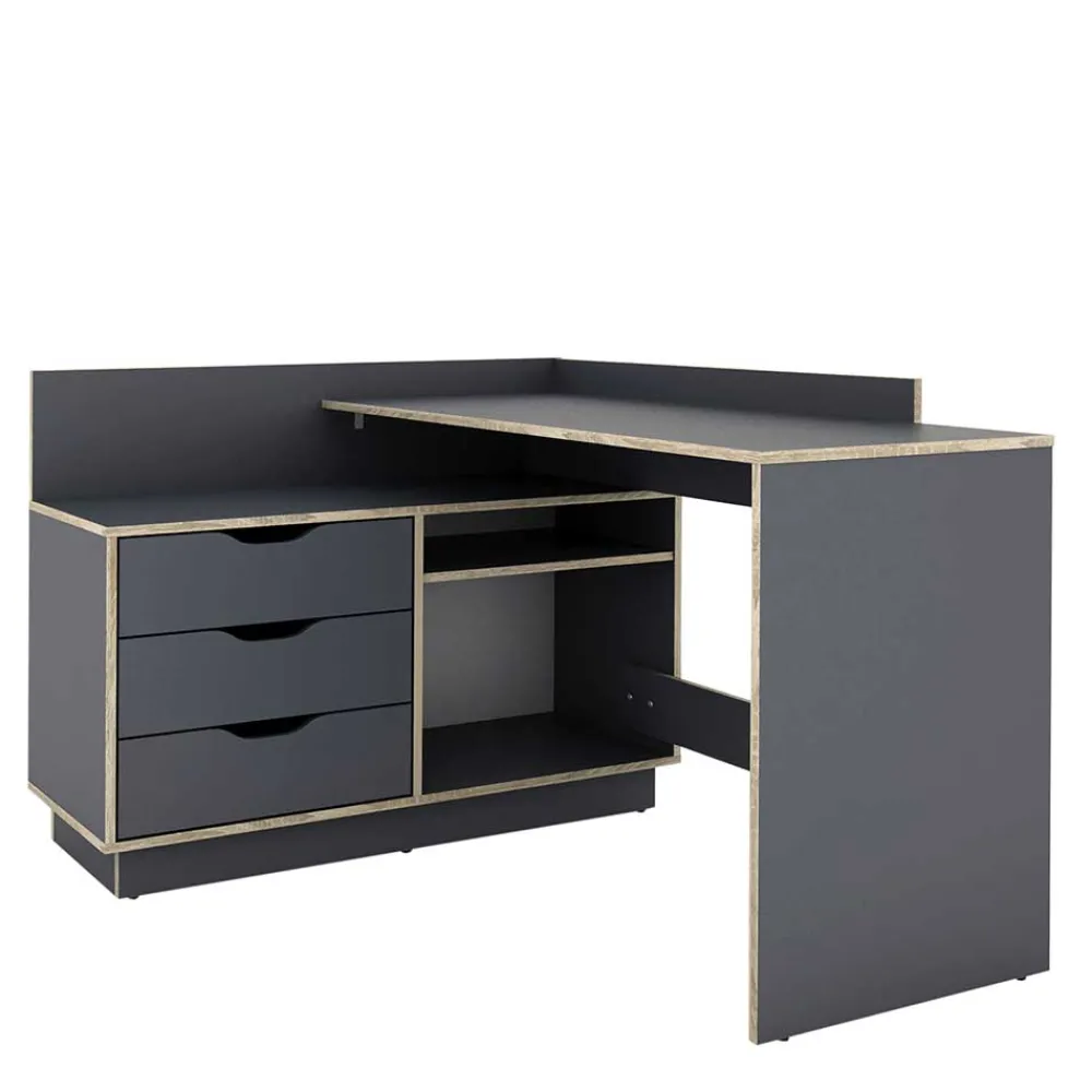 Wohnen Bürotische|Jugendzimmertische*Eckschreibtisch in Anthrazit - Latina