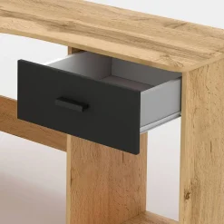 Kinder Wohnen Eckschreibtisch in Wildeiche Optik & Schwarzgrau - Endra