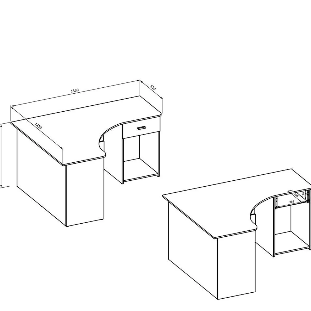 Kinder Wohnen Eckschreibtisch in Wildeiche Optik & Schwarzgrau - Endra