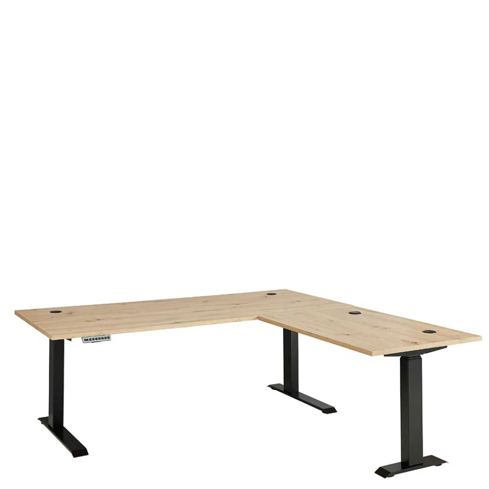 Wohnen Eckschreibtisch mit T Gestell - Kuetra