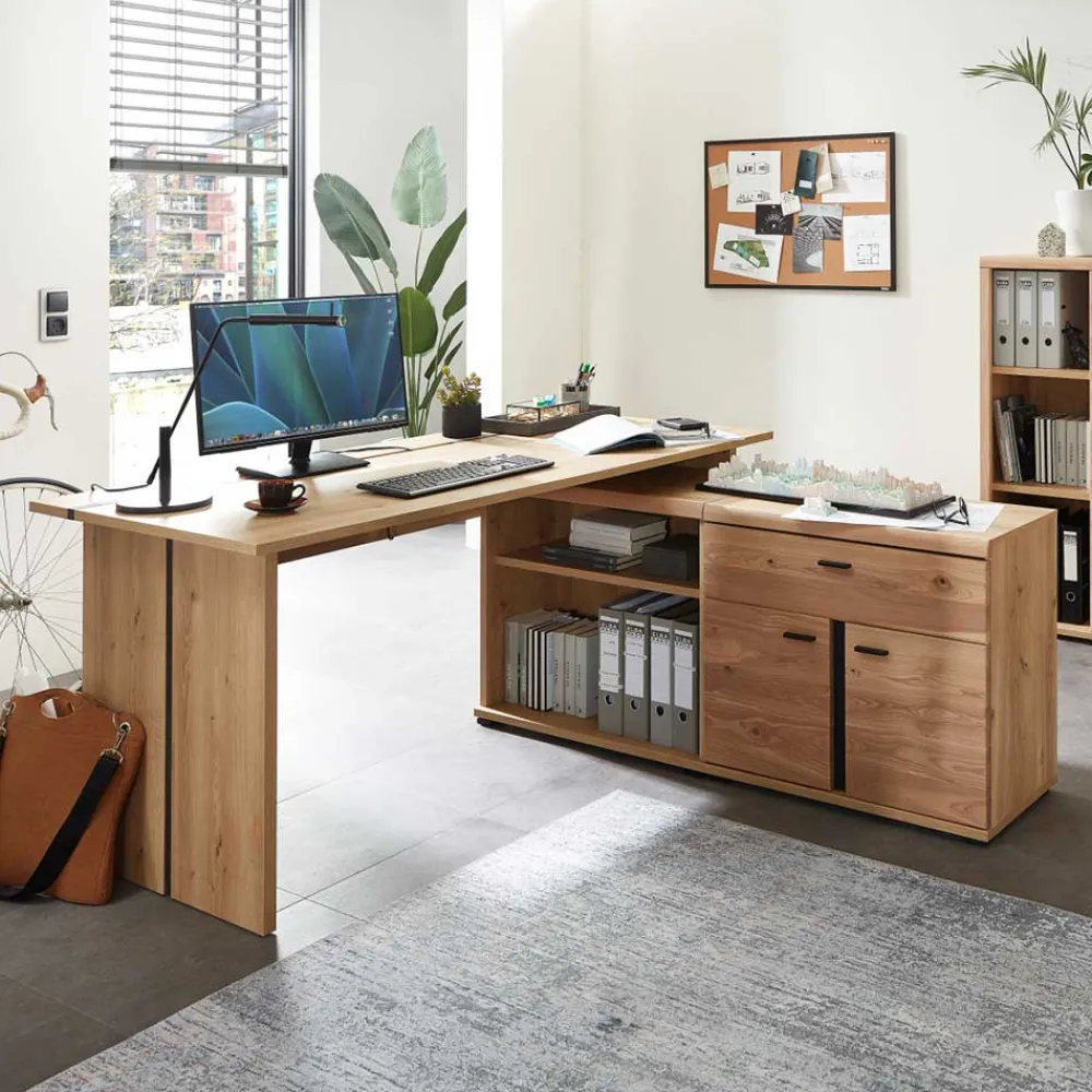 Wohnen Bürotische*Eckschreibtisch teilmassiv - Emly