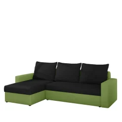 Wohnen Sofas|Sofa*Ecksofa mit Bettfunktion in Schwarz und Hellgrün - Donlazi