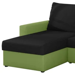 Wohnen Sofas|Sofa*Ecksofa mit Bettfunktion in Schwarz und Hellgrün - Donlazi