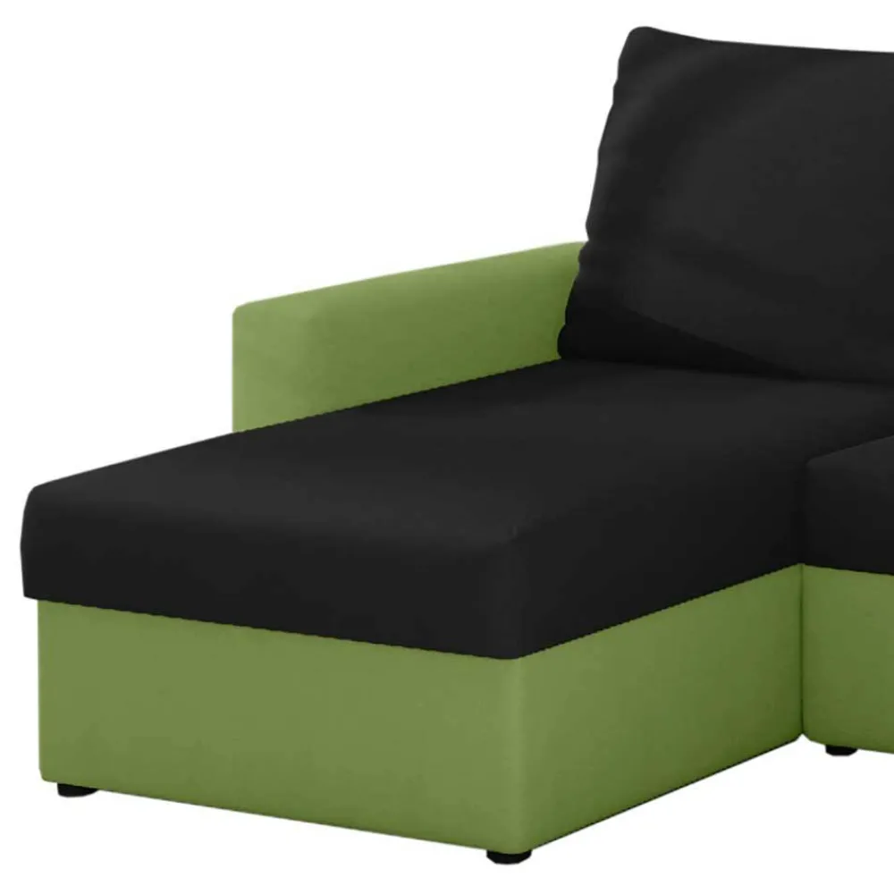 Wohnen Sofas|Sofa*Ecksofa mit Bettfunktion in Schwarz und Hellgrün - Donlazi