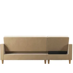 Wohnen Schlafsofas*Ecksofa mit Bettfunktion in Creme Samt - Mikolos