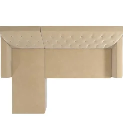 Wohnen Schlafsofas*Ecksofa mit Bettfunktion in Creme Samt - Mikolos