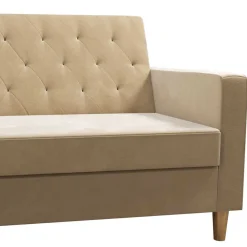 Wohnen Schlafsofas*Ecksofa mit Bettfunktion in Creme Samt - Mikolos
