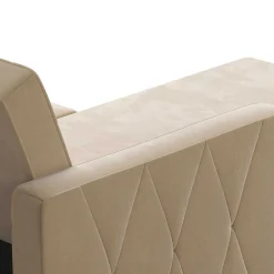 Wohnen Schlafsofas*Ecksofa mit Bettfunktion in Creme Samt - Mikolos