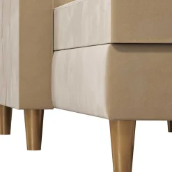 Wohnen Schlafsofas*Ecksofa mit Bettfunktion in Creme Samt - Mikolos