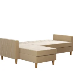Wohnen Schlafsofas*Ecksofa mit Bettfunktion in Creme Samt - Mikolos