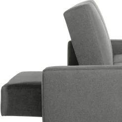 Wohnen Sofas|Sofa*Ecksofa mit Hocker in Hellgrau mit Chrom - Setians (zweiteilig)