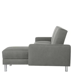 Wohnen Sofas|Sofa*Ecksofa mit Hocker in Hellgrau mit Chrom - Setians (zweiteilig)