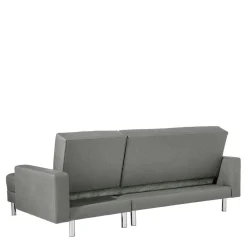 Wohnen Sofas|Sofa*Ecksofa mit Hocker in Hellgrau mit Chrom - Setians (zweiteilig)