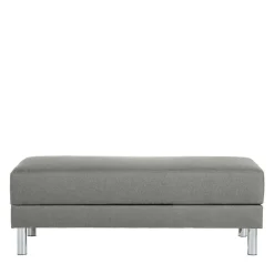 Wohnen Sofas|Sofa*Ecksofa mit Hocker in Hellgrau mit Chrom - Setians (zweiteilig)