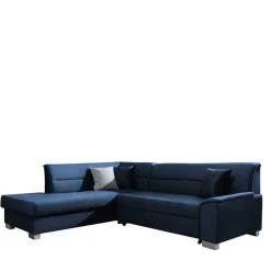 Wohnen Schlafsofas|Betten*Ecksofa mit Schlaffunktion in Blauschwarz Samtbezug - Lasalinas