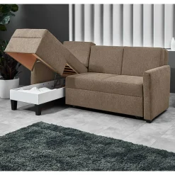 Wohnen Ecksofa mit Schlaffunktion in Taupe - Movito