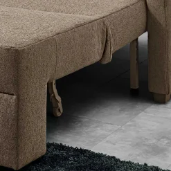 Wohnen Ecksofa mit Schlaffunktion in Taupe - Movito