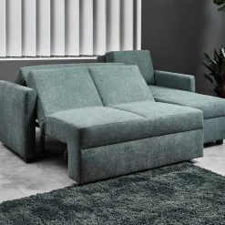 Wohnen Schlafsofas*Ecksofa zum Ausziehen in Graugrün - Cestina