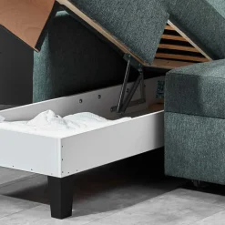 Wohnen Schlafsofas*Ecksofa zum Ausziehen in Graugrün - Cestina