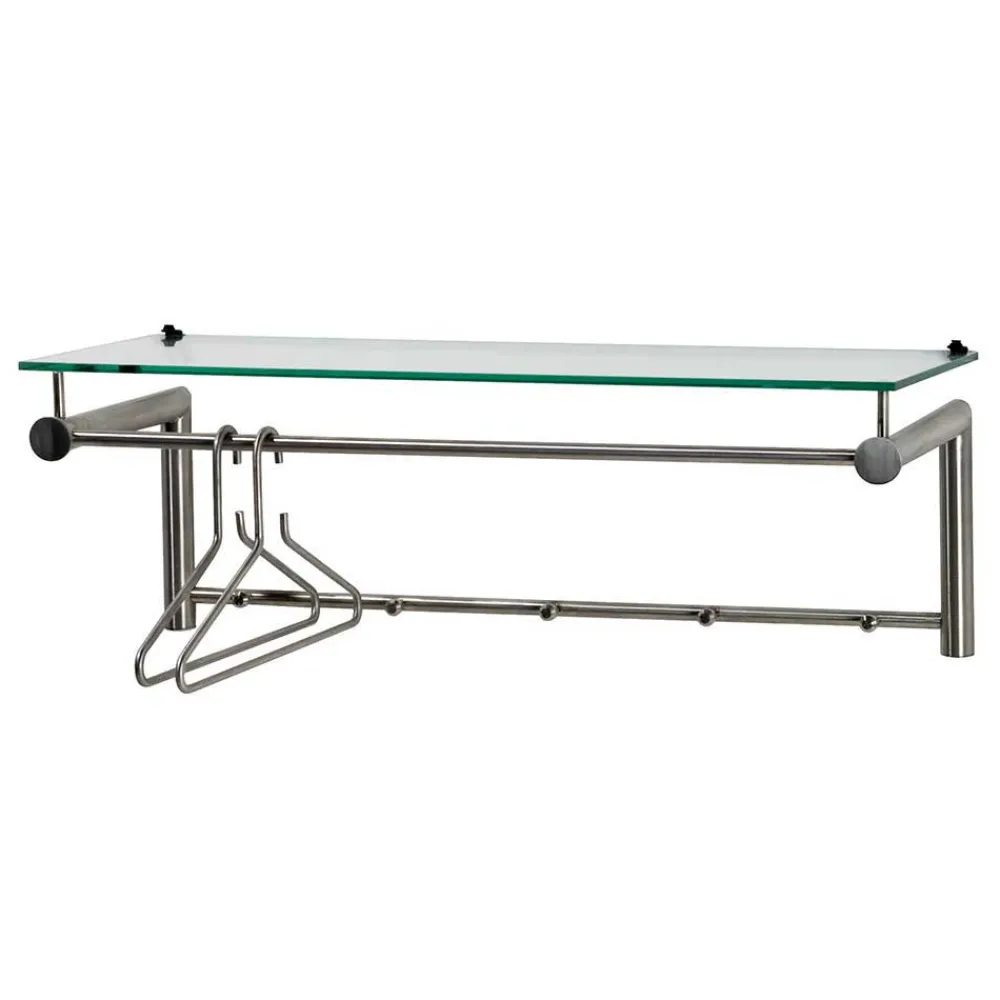Wohnen Garderoben|Garderoben*Edelstahl Garderobe mit Glas Hutablage - Blevos