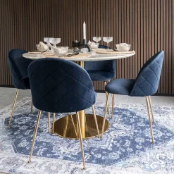 Wohnen Weiße Möbel|Tische*Edle Esstischgruppe in Rund - Lion (fünfteilig)