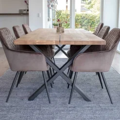 Wohnen Küchen-Essgruppen|Esszimmer Komplett*Edle Tischgruppe mit Samtsesseln - Dalma (siebenteilig)