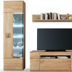 Wohnen Wohnwände|Wohnwand*Edle Wohnwand mit 320cm Breite Pontros in Eiche Bianco teilmassiv (vierteilig)