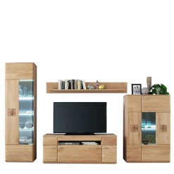 Wohnen Wohnwände|Wohnwand*Edle Wohnwand mit 320cm Breite Pontros in Eiche Bianco teilmassiv (vierteilig)