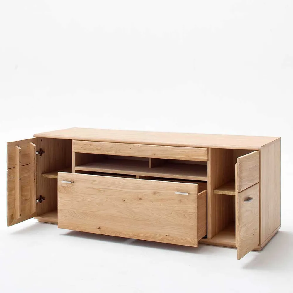 Wohnen Wohnwände|Wohnwand*Edle Wohnwand mit 320cm Breite Pontros in Eiche Bianco teilmassiv (vierteilig)