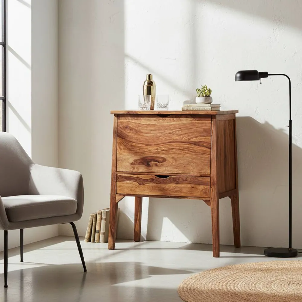 Wohnen Edler Barschrank aus Sheesham Massivholz - Finaly